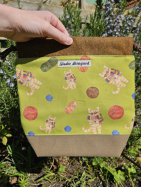 Projectbag koord katje ongeveer 28 cm x 28 cm