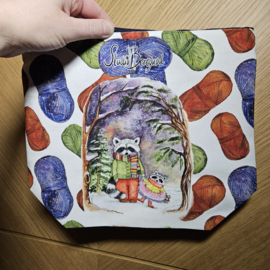 Pre-order: Projecttasje met rits Wasbeertjes ongeveer 28 x 28 cm groot