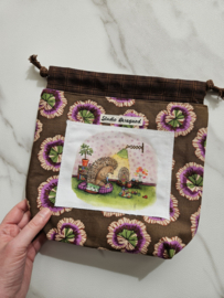 Projectbag koord egeltjes ongeveer 28 cm x 28 cm