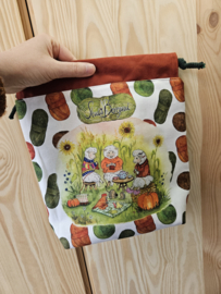Projectbag keuze koord of rits Schaapjes pompoenen ongeveer 28 cm x 28 cm