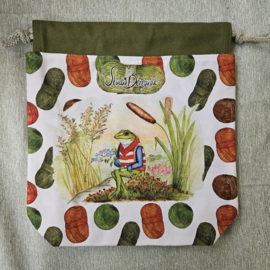 Preorder Project bag met koord Kikker ongeveer 28 cm x 28 cm