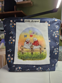 Projectbag rits Schaapjes op hek ongeveer 28 cm x 28 cm