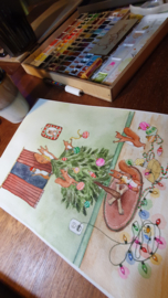 Eekhoorntjes en hun kerstboom a6 dubbele kaart