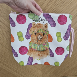 Preorder Project bag met rits Alpaca ongeveer 28 cm x 28 cm