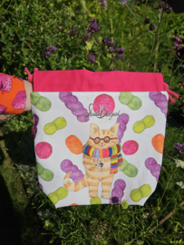 Projectbag koord katje ongeveer 28 cm x 28 cm