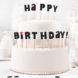 PartyDeco | Cake/cupcake toppers Happy birthday (set/14)