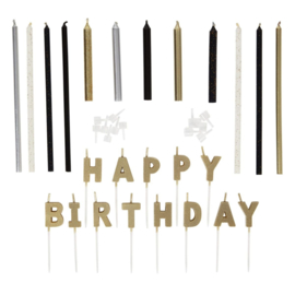 Wilton | Flower metallic Happy Birthday (set/25)