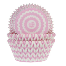 HoM | Baking cups Chevron Roze (set/50) (normaal)