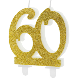 partydeco verjaardagskaars 60 goud
