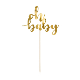 PartyDeco | Cake Topper Oh Baby- Goud