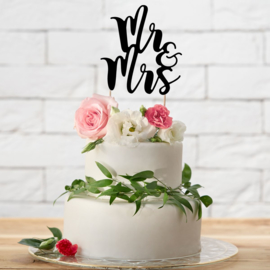 PartyDeco | Cake topper Mr & Mrs Zwart