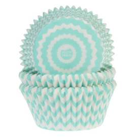 HoM | Baking cups Chevron Mint(set/50) (normaal)