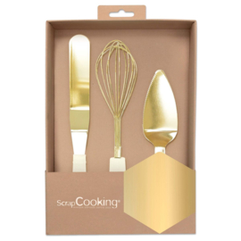 Scrapcooking | Golden spatula/ whisk/ cake set/3