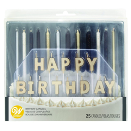 Wilton | Flower metallic Happy Birthday (set/25)