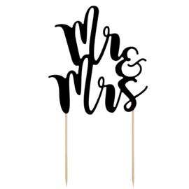 PartyDeco | Cake topper Mr & Mrs Zwart