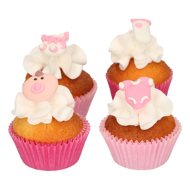 Funcakes | suikerfiguren baby roze set/12