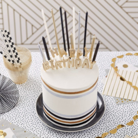 Wilton | Flower metallic Happy Birthday (set/25)