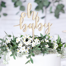 PartyDeco | Houten cake topper Oh Baby