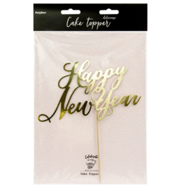 PartyDeco | Cake Topper Happy New Year (Goud)