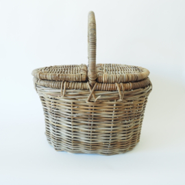 Extra grote brocante rieten picknickmand