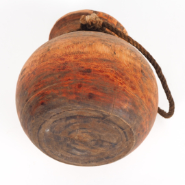 Originele oude Nepalese houten kruik / pot - 22 cm hoog