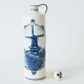 Delfts blauwe Bols jeneverkruik met Hollandse stellingmolen