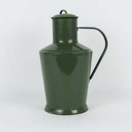 Groene brocante Hongaarse melkkan met deksel