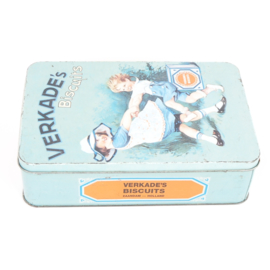 Vintage Verkade koekblik met nostalgische afbeelding