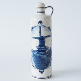 Delfts blauwe Bols jeneverkruik met Hollandse stellingmolen