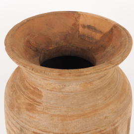 Oude robuuste Nepalese houten kruik / vaas - 33 cm hoog