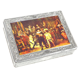 Brocante blik  met De Nachtwacht van Rembrandt