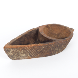 Decoratief brocante houten schaaltje / kruidenbakje uit India