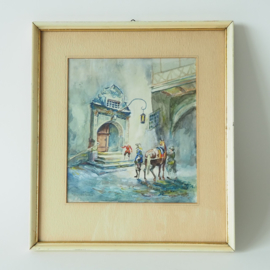 Aquarel van raadhuis portaal Rothenburg