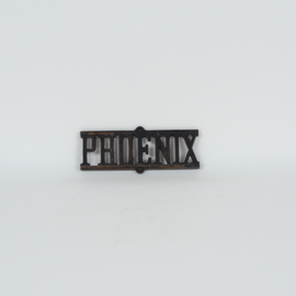 Industrieel gietijzeren tekstbord / naambord " PHOENIX "
