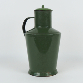 Groene brocante Hongaarse melkkan met deksel