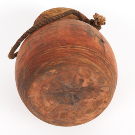 Traditionele oude Nepalese houten kruik / pot - 22 cm hoog