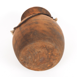 Traditionele oude Nepalese houten kruik / pot - 23,5 cm hoog