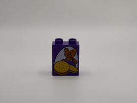 2 nops blok hoog donkerpaars met koekjes en beer  Duplo