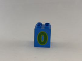 Blok 4 nops hoog azuurblauw getal 0 Duplo