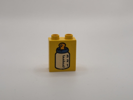 2 nops blok hoog geel babyfles Duplo