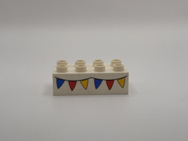 Vlaggetjes op blok wit Duplo