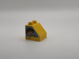 Poppetje creatieve auto’s op schuin blok  geel Duplo