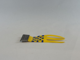 Vlag geel met blokjes blauw Duplo