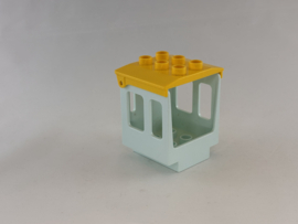 Cabine hoog licht aquablauw met dak geel Duplo