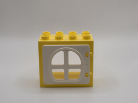 Kozijn lichtgeel met ovale raam / deur wit 2x4 Duplo