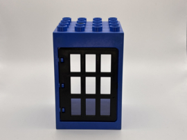 Kozijn blauw met deur zwart tralies (gevangenis)  4x4 Duplo