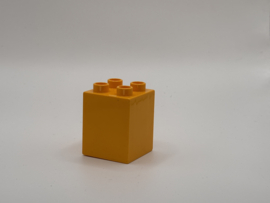 4 nops blok hoog  helder licht oranje Duplo