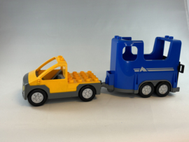 Auto met blauwe paardentrailer Duplo