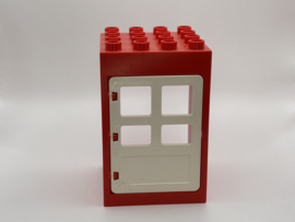 Kozijn rood met deur wit 4x4 Duplo