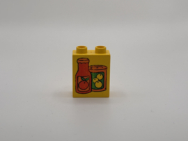 2 nops blok hoog geel  tomatensaus Duplo